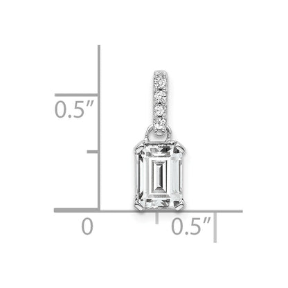 14K Weißgold Weiß Topas und Diamant Anhänger