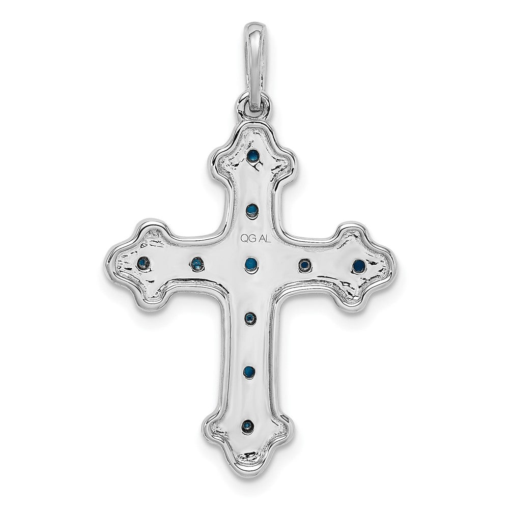 14k Weißgold Kreuz-Anhänger mit Türkis und Weißem Topas