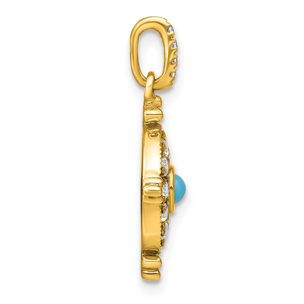 14K Gelbgold Anhänger mit Türkis und Weißem Topas
