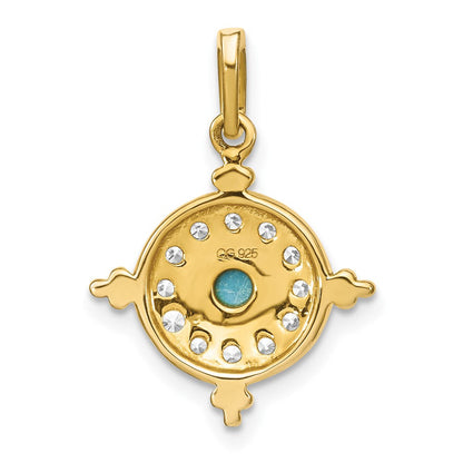 14K Gelbgold Anhänger mit Türkis und Weißem Topas