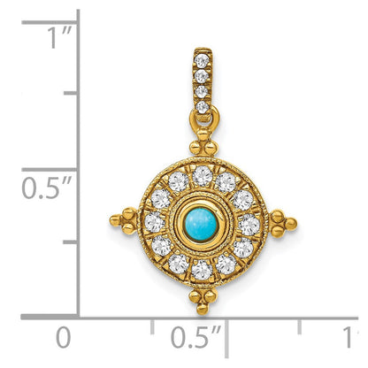 14K Gelbgold Anhänger mit Türkis und Weißem Topas