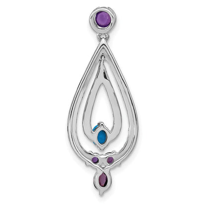 14K Weißgold 14K Weißgold Türkis, Amethyst und Weiß Topas Anhänger