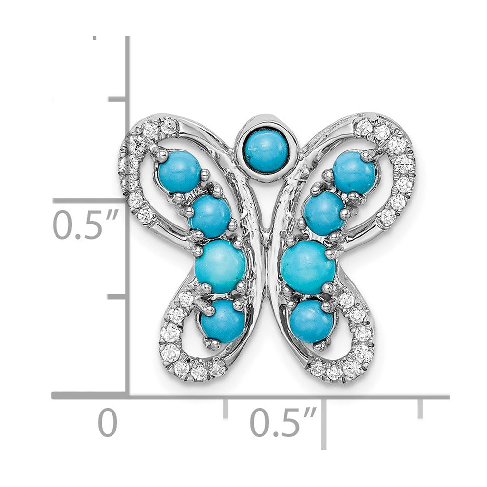 14K Weißgold Türkis und Weiß Topas Schmetterling Kette Anhänger