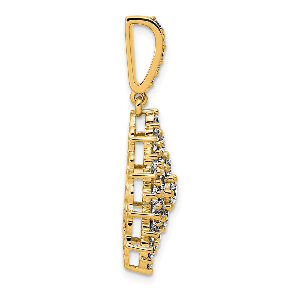 14K Gelbgold 2 1/2 Karat Im Labor Gezüchtet Diamant Vs/si G+ Komplett Cluster Anhänger