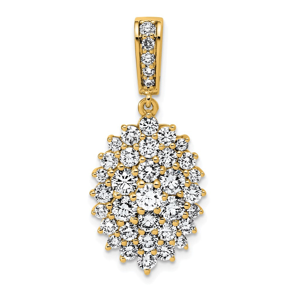 14K Gelbgold 2 1/2 Karat Im Labor Gezüchtet Diamant Vs/si G+ Komplett Cluster Anhänger