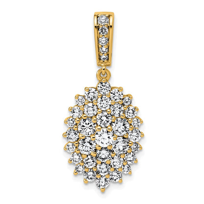 14K Gelbgold 2 1/2 Karat Im Labor Gezüchtet Diamant Vs/si G+ Komplett Cluster Anhänger