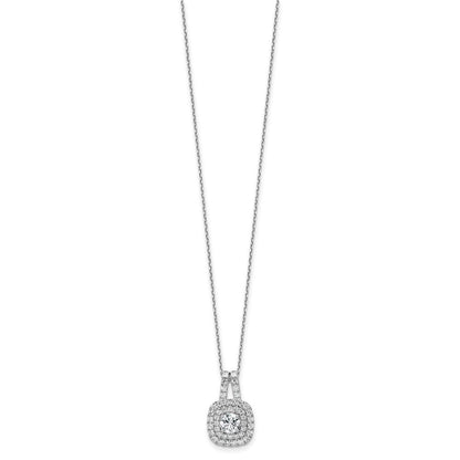 14K Weißgold 1.51ct Vs/si+ G+ Im Labor Gezüchtet Diamant Doppelt Heiligenschein Neckl