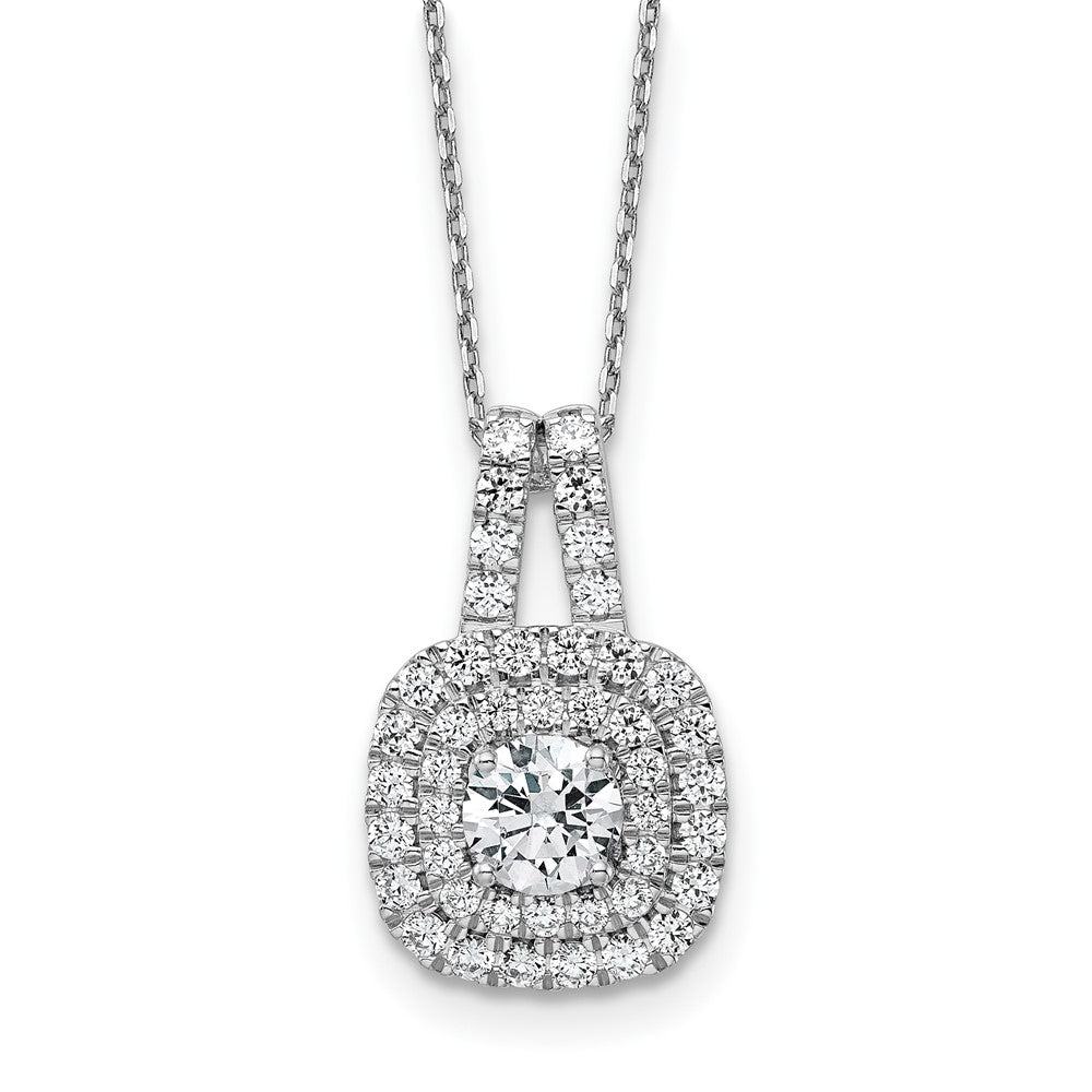 14K Weißgold 1.51ct Vs/si+ G+ Im Labor Gezüchtet Diamant Doppelt Heiligenschein Neckl