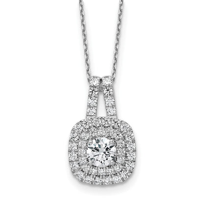 14K Weißgold 1.51ct Vs/si+ G+ Im Labor Gezüchtet Diamant Doppelt Heiligenschein Neckl
