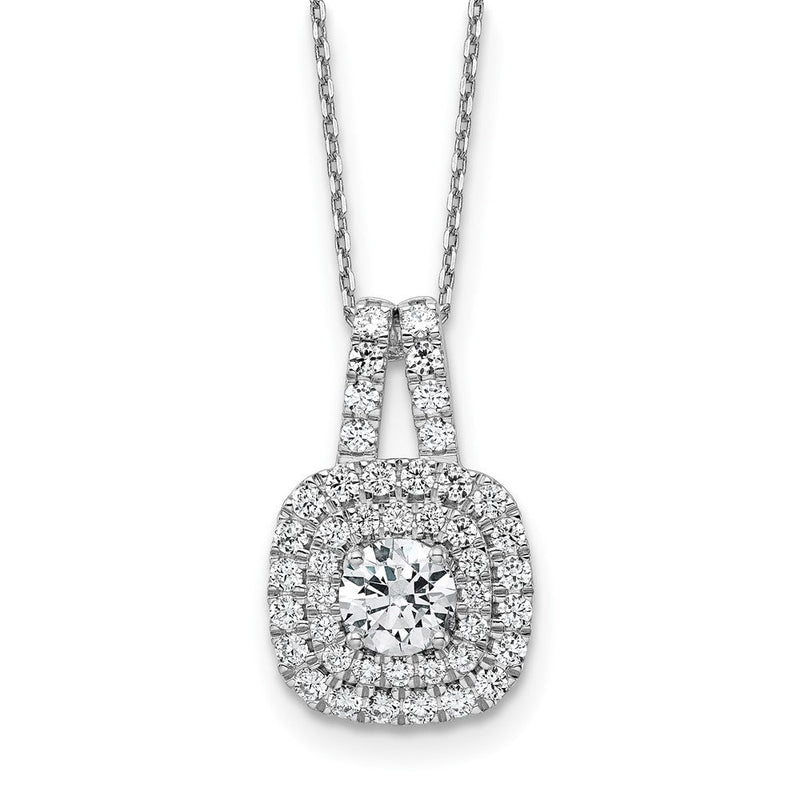 14K Weißgold 1.51ct Vs/si+ G+ Im Labor Gezüchtet Diamant Doppelt Heiligenschein Neckl