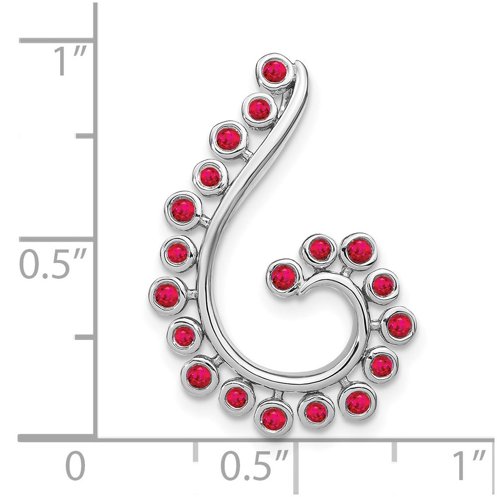 14K Weißgold Rubin Wirbel Kette Anhänger