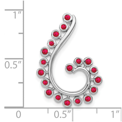 14K Weißgold Rubin Wirbel Kette Anhänger