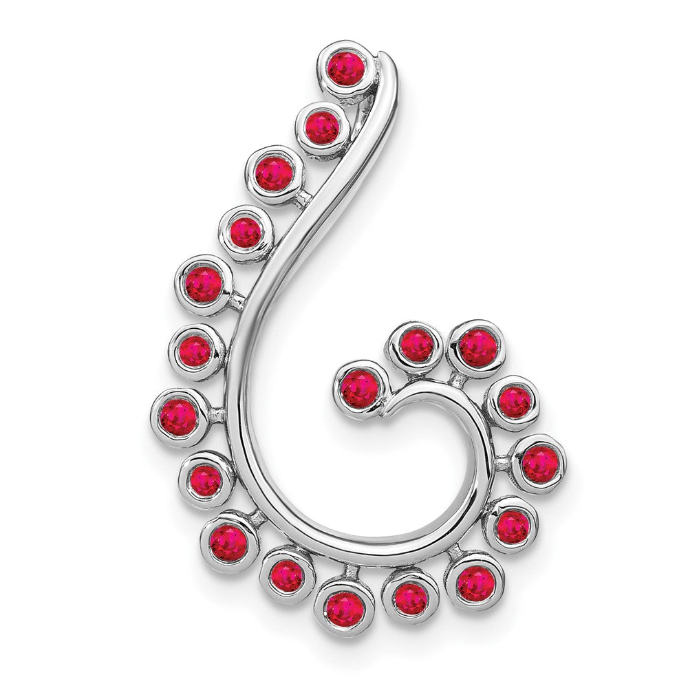 14K Weißgold Rubin Wirbel Kette Anhänger