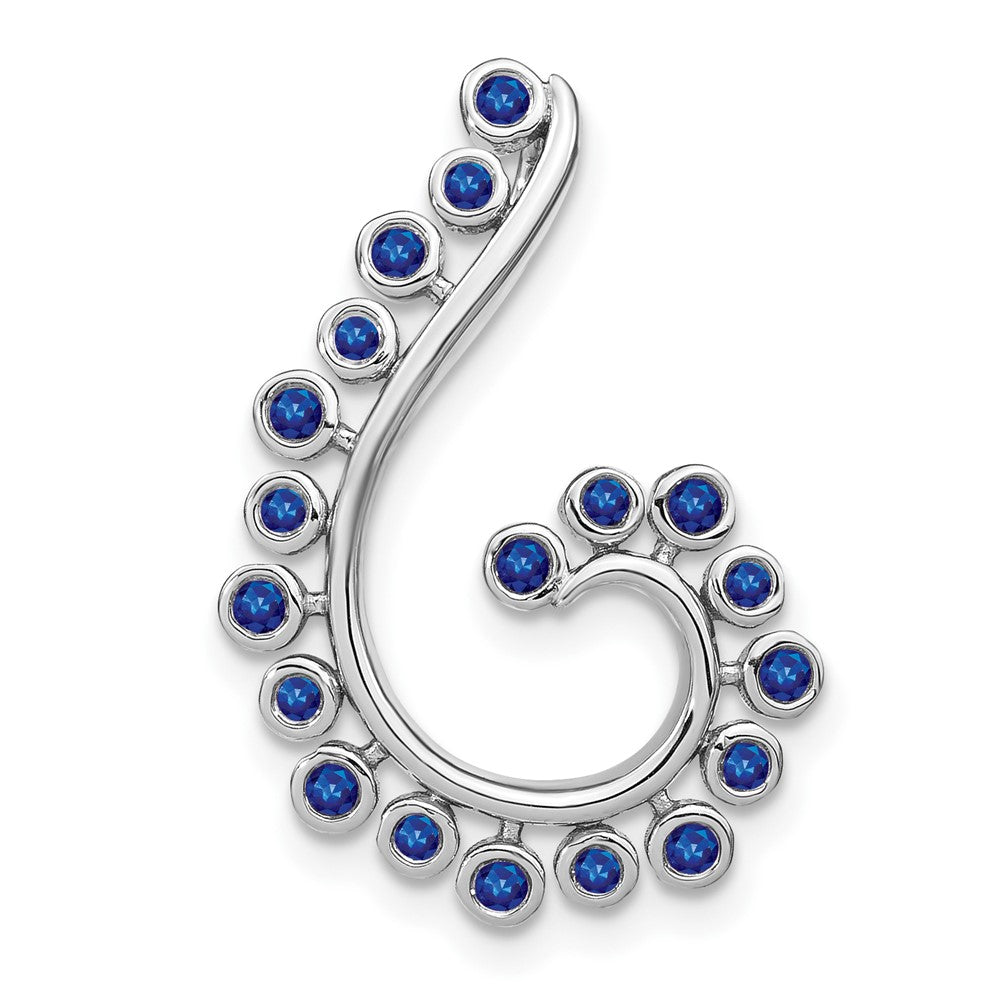 14K Weißgold Saphir Wirbel Kette Anhänger