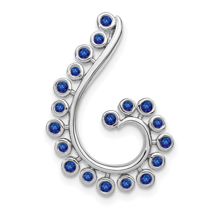 14K Weißgold Saphir Wirbel Kette Anhänger
