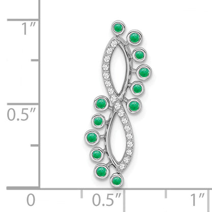 14K Weißgold Smaragd und Echt Diamant Unendlichkeit Kette Anhänger