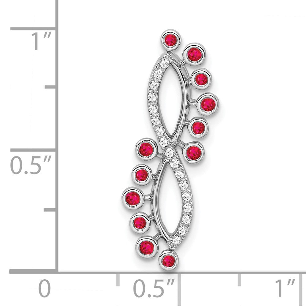 14K Weißgold Rubin und Echt Diamant Unendlichkeit Kette Anhänger