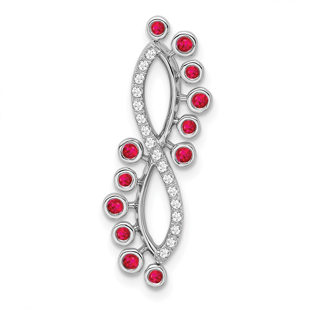 14K Weißgold Rubin und Echt Diamant Unendlichkeit Kette Anhänger