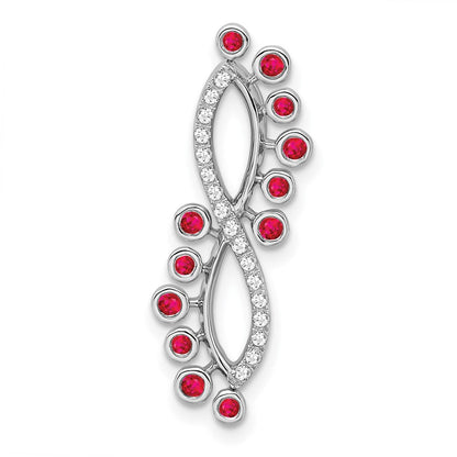 14K Weißgold Rubin und Echt Diamant Unendlichkeit Kette Anhänger