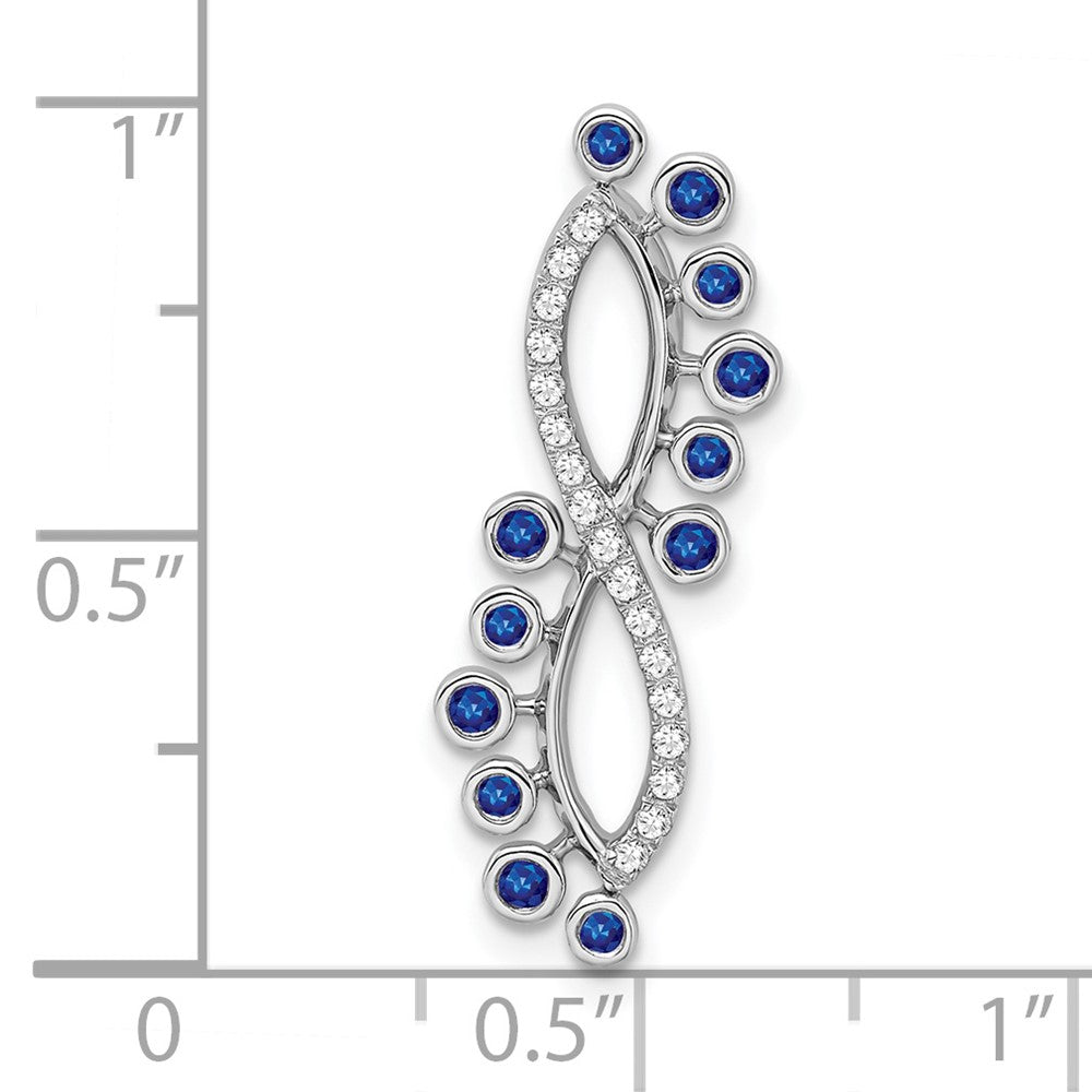 14K Weißgold Saphir und Echt Diamant Unendlichkeit Kette Anhänger