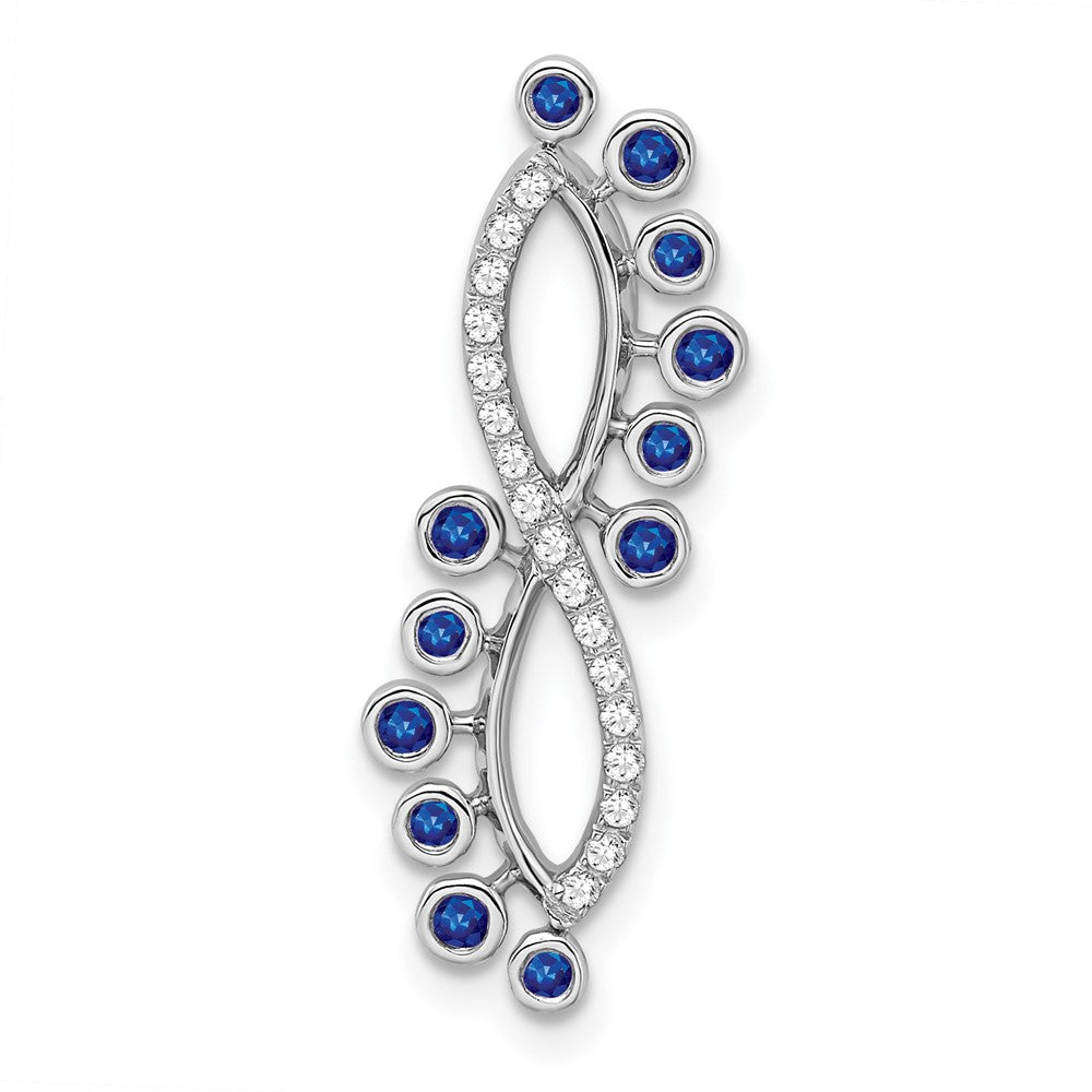 14K Weißgold Saphir und Echt Diamant Unendlichkeit Kette Anhänger