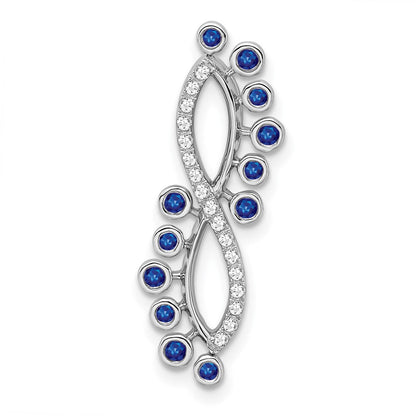 14K Weißgold Saphir und Echt Diamant Unendlichkeit Kette Anhänger
