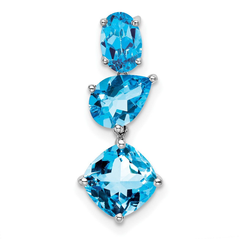 14K Weißgold Blautopas Kette Anhänger