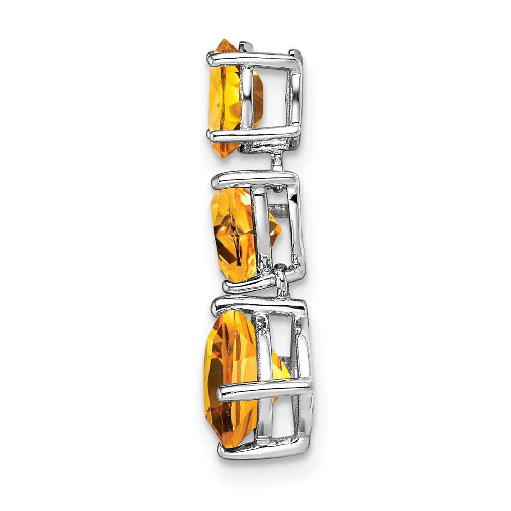 14K Weißgold Citrin Kette Anhänger