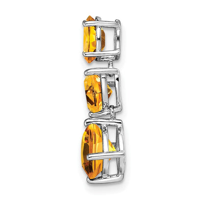 14K Weißgold Citrin Kette Anhänger