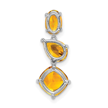 14K Weißgold Citrin Kette Anhänger