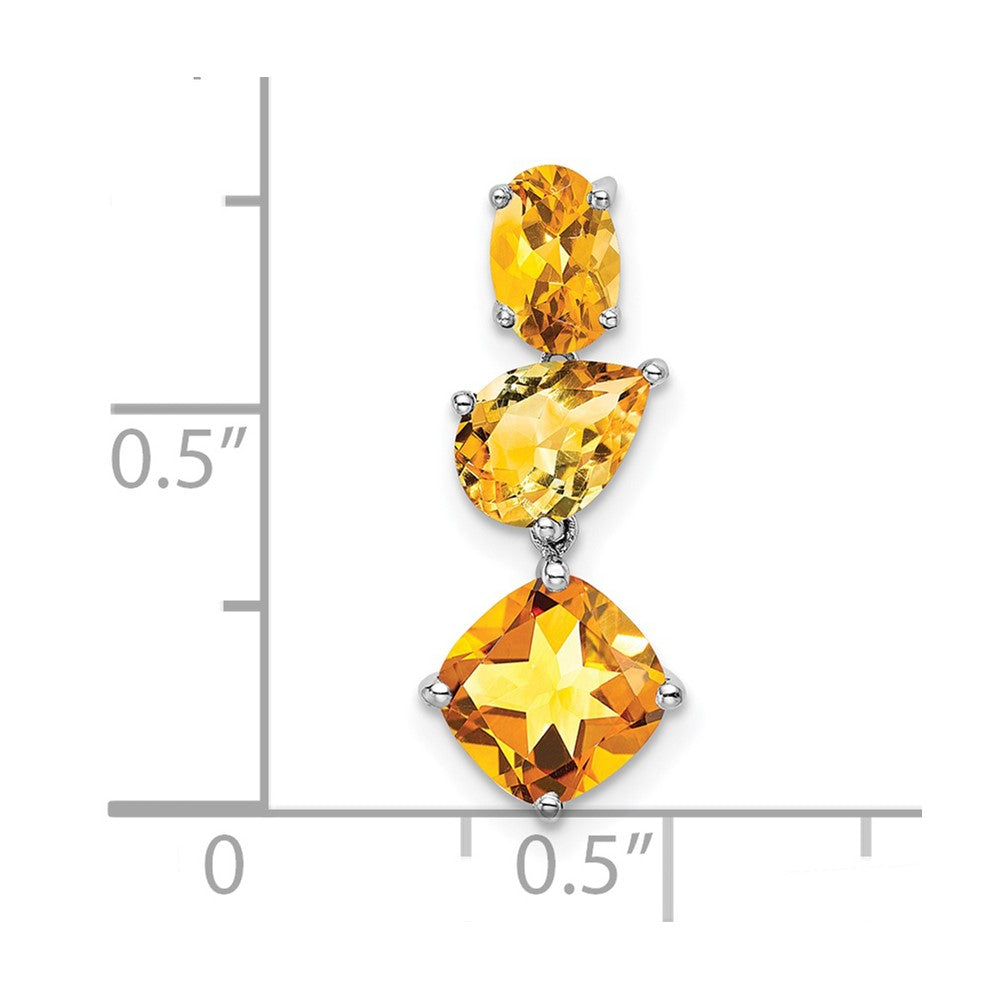 14K Weißgold Citrin Kette Anhänger