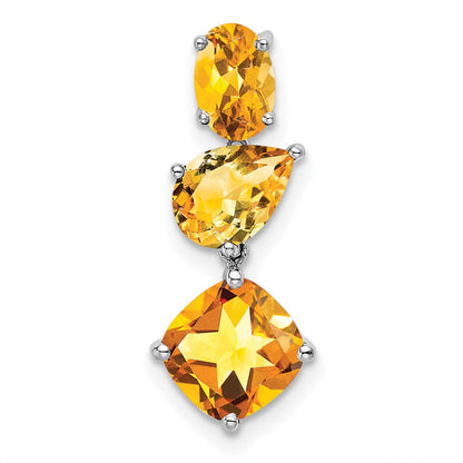 14K Weißgold Citrin Kette Anhänger