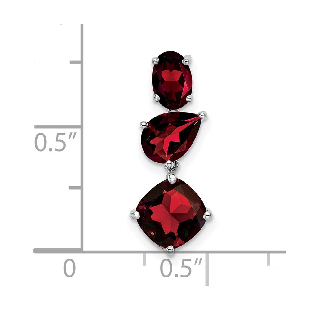 14K Weißgold Granat Kette Anhänger