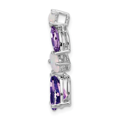14K Weißgold Amethyst und Opal Kette Anhänger
