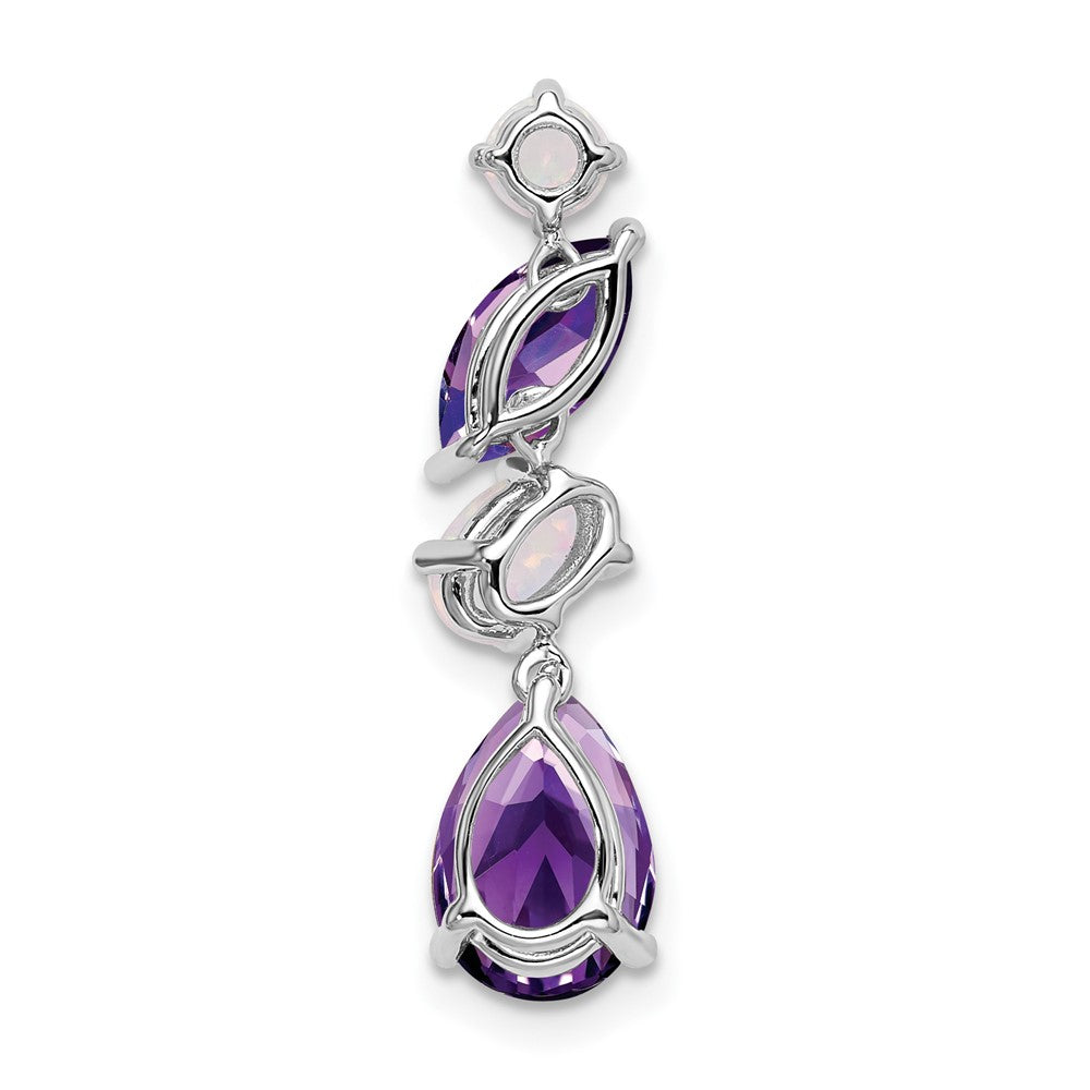 14K Weißgold Amethyst und Opal Kette Anhänger