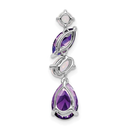 14K Weißgold Amethyst und Opal Kette Anhänger