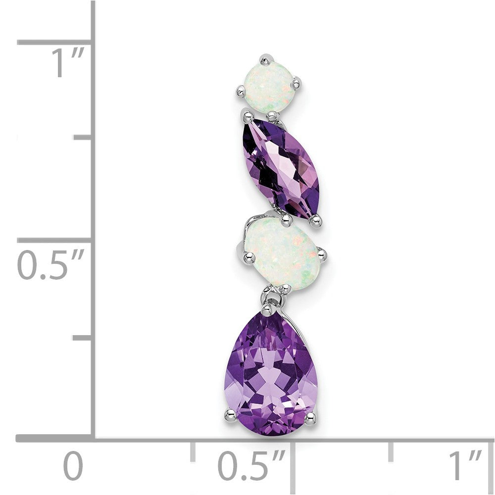 14K Weißgold Amethyst und Opal Kette Anhänger