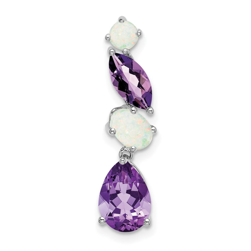 14K Weißgold Amethyst und Opal Kette Anhänger