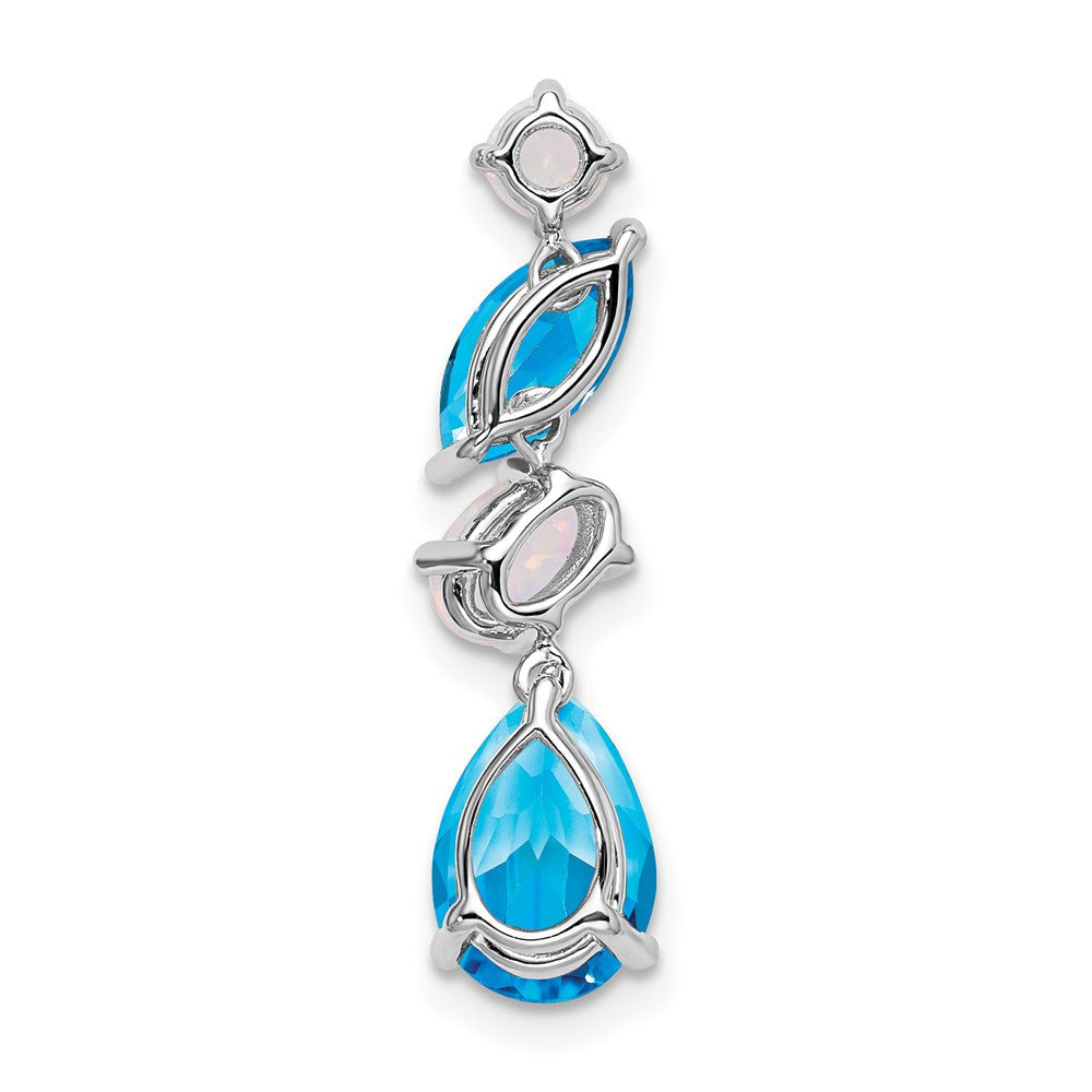 14K Weißgold Blautopas und Opal Kette Anhänger
