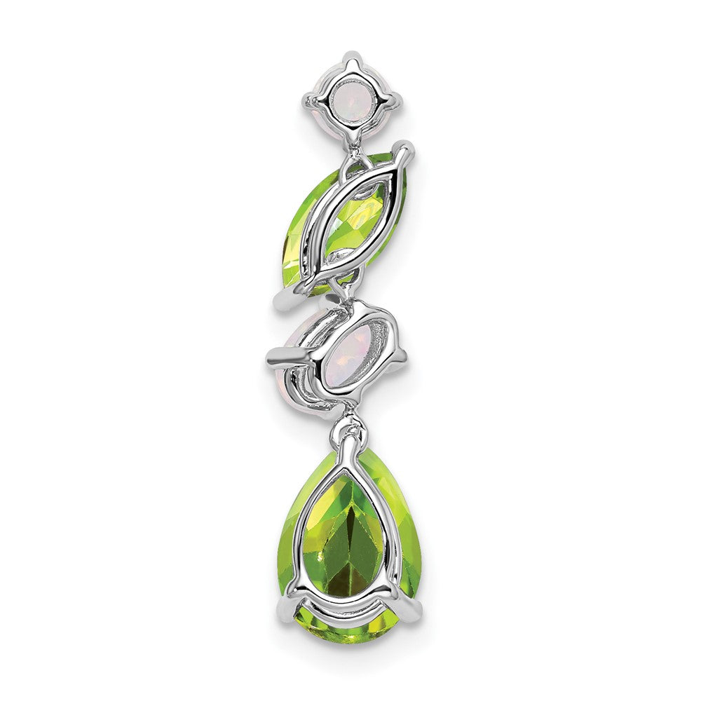 14K Weißgold Peridot und Opal Kette Anhänger