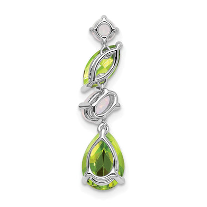 14K Weißgold Peridot und Opal Kette Anhänger