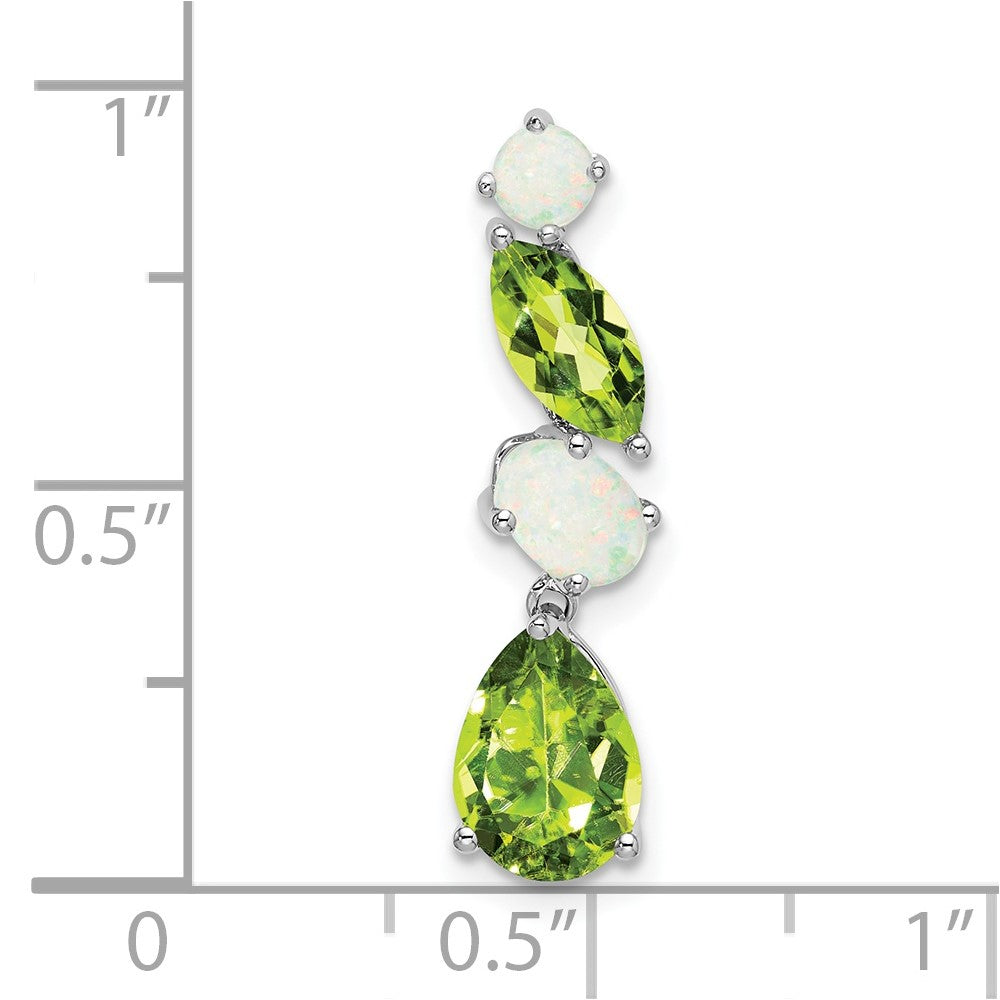 14K Weißgold Peridot und Opal Kette Anhänger