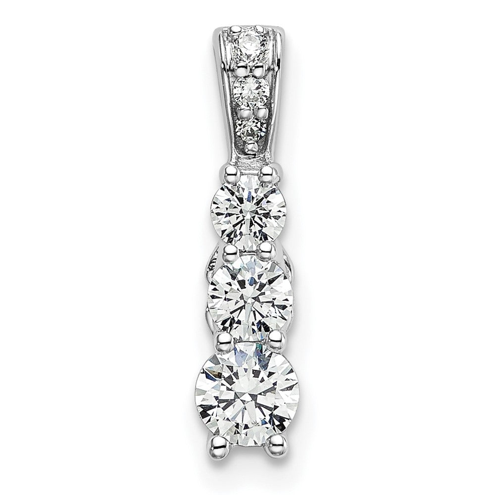 14K Weißgold 0,5 ct. Laborgezüchteter Diamant VS/SI+ G+ Dreistein-Ketten-Gleitanhänger