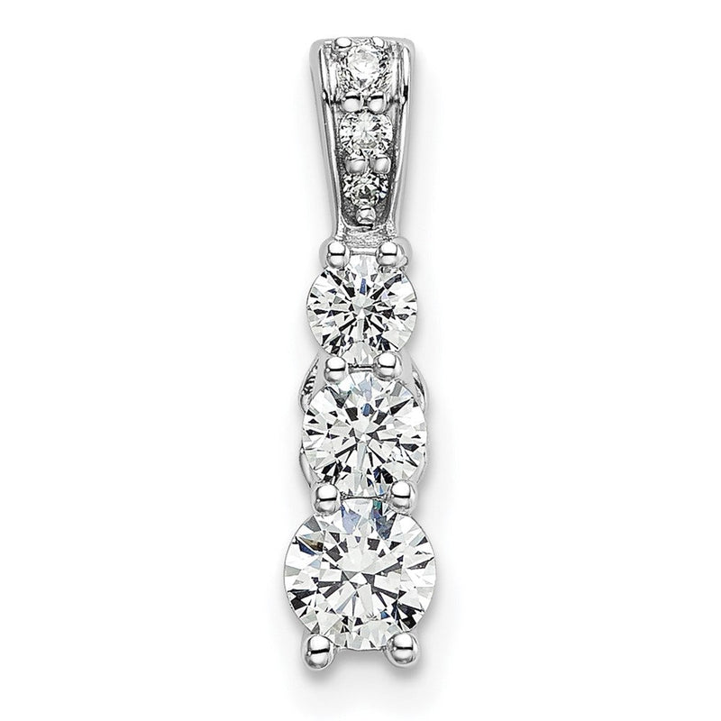 14K Weißgold 0,5 ct. Laborgezüchteter Diamant VS/SI+ G+ Dreistein-Ketten-Gleitanhänger