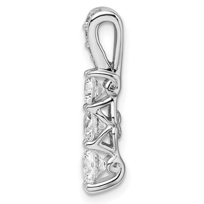 14K Weißgold 1 ct. Im Labor gezüchteter Diamant VS/SI+ G+ Dreistein-Ketten-Gleitanhänger