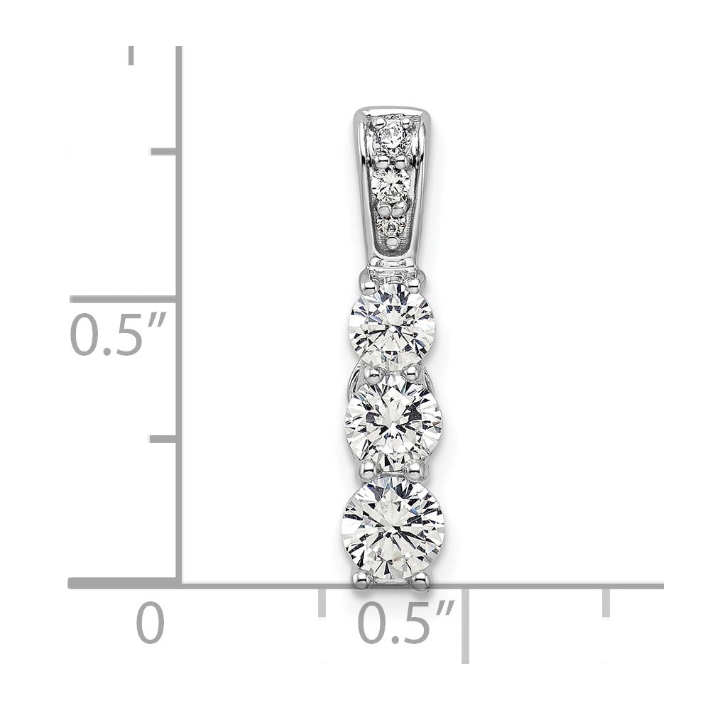 14K Weißgold 1 ct. Im Labor gezüchteter Diamant VS/SI+ G+ Dreistein-Ketten-Gleitanhänger