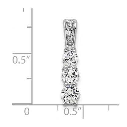 14K Weißgold 1 ct. Im Labor gezüchteter Diamant VS/SI+ G+ Dreistein-Ketten-Gleitanhänger