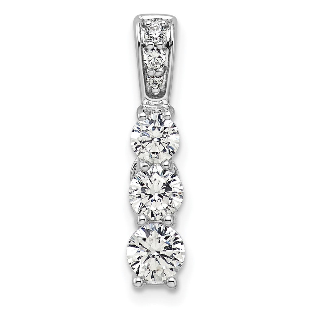 14K Weißgold 1 ct. Im Labor gezüchteter Diamant VS/SI+ G+ Dreistein-Ketten-Gleitanhänger