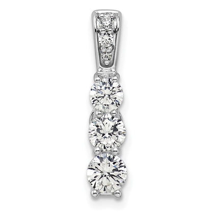 14K Weißgold 1 ct. Im Labor gezüchteter Diamant VS/SI+ G+ Dreistein-Ketten-Gleitanhänger