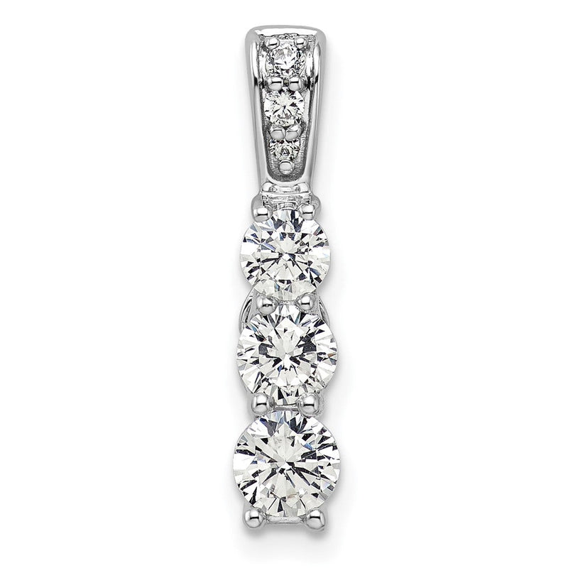14K Weißgold 1 ct. Im Labor gezüchteter Diamant VS/SI+ G+ Dreistein-Ketten-Gleitanhänger